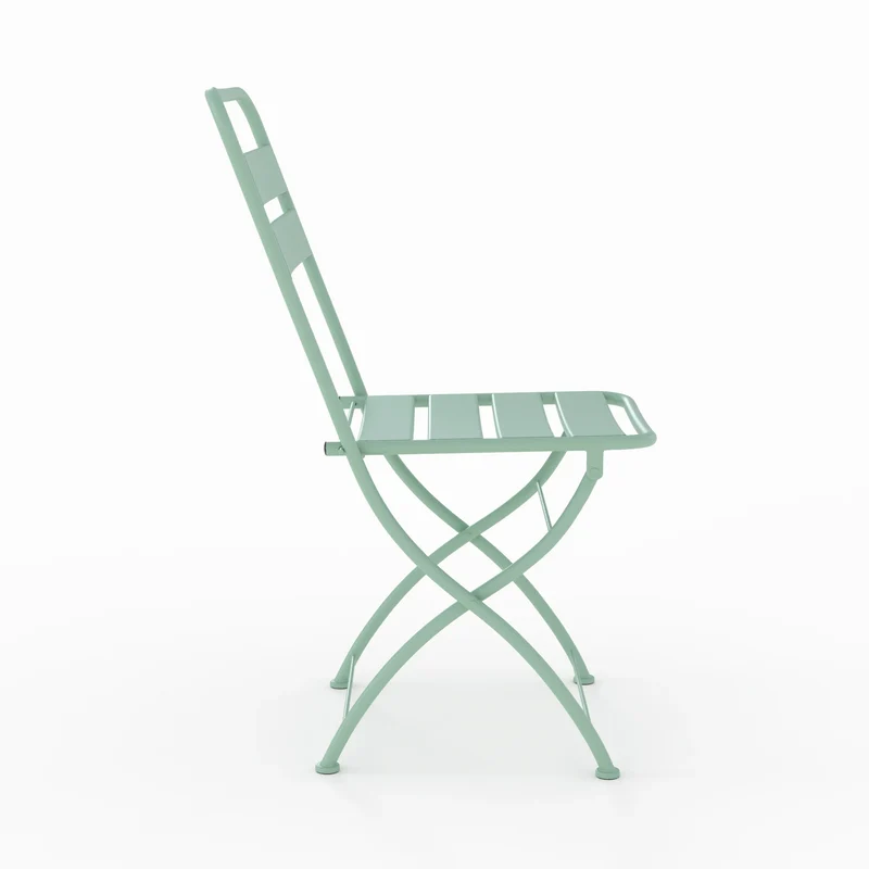 Table ronde et chaises de jardin pliantes Yumi 2 places en métal vert