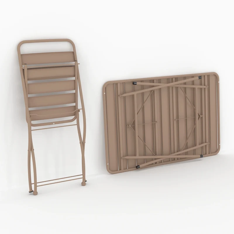 Table et chaises de jardin pliantes Yumi 4 personnes en métal taupe