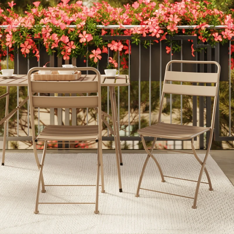 Table et chaises de jardin pliantes Yumi 4 personnes en métal taupe