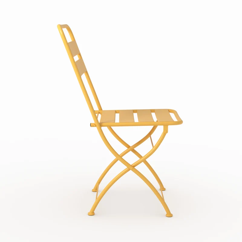 Table et chaises de jardin pliantes Yumi 4 personnes en métal jaune