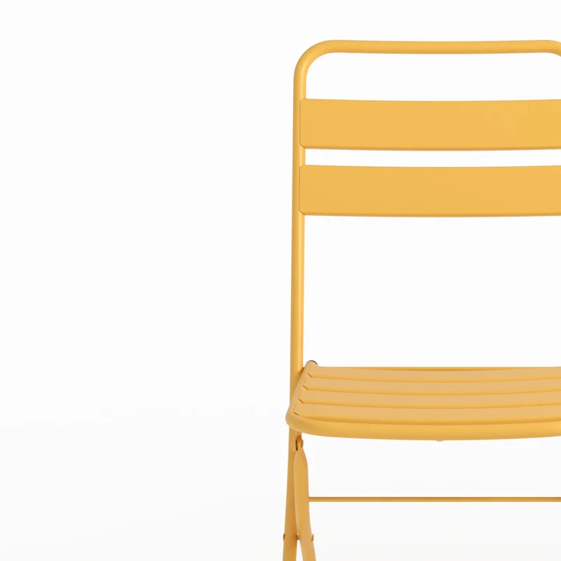 Table et chaises de jardin pliantes Yumi 2 personnes en métal jaune