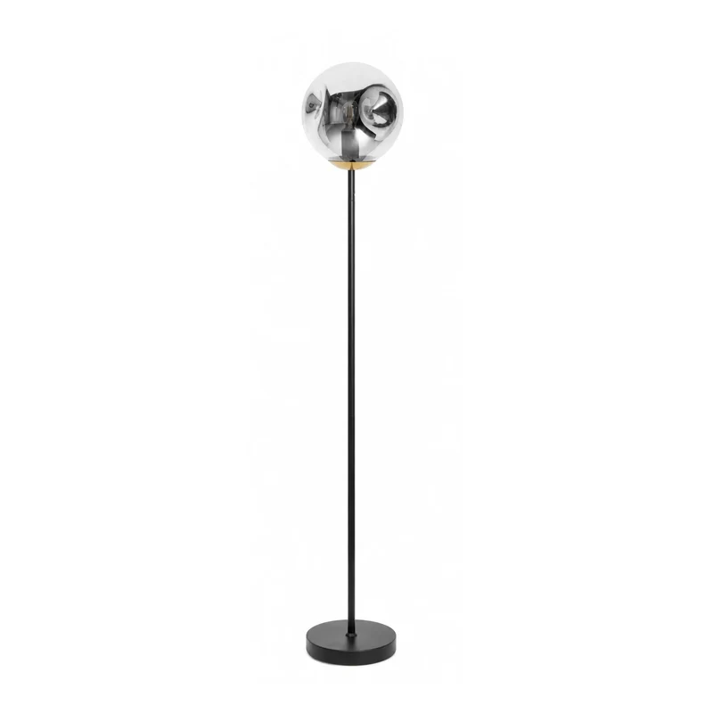 Lampadaire Brume chrome en verre et métal