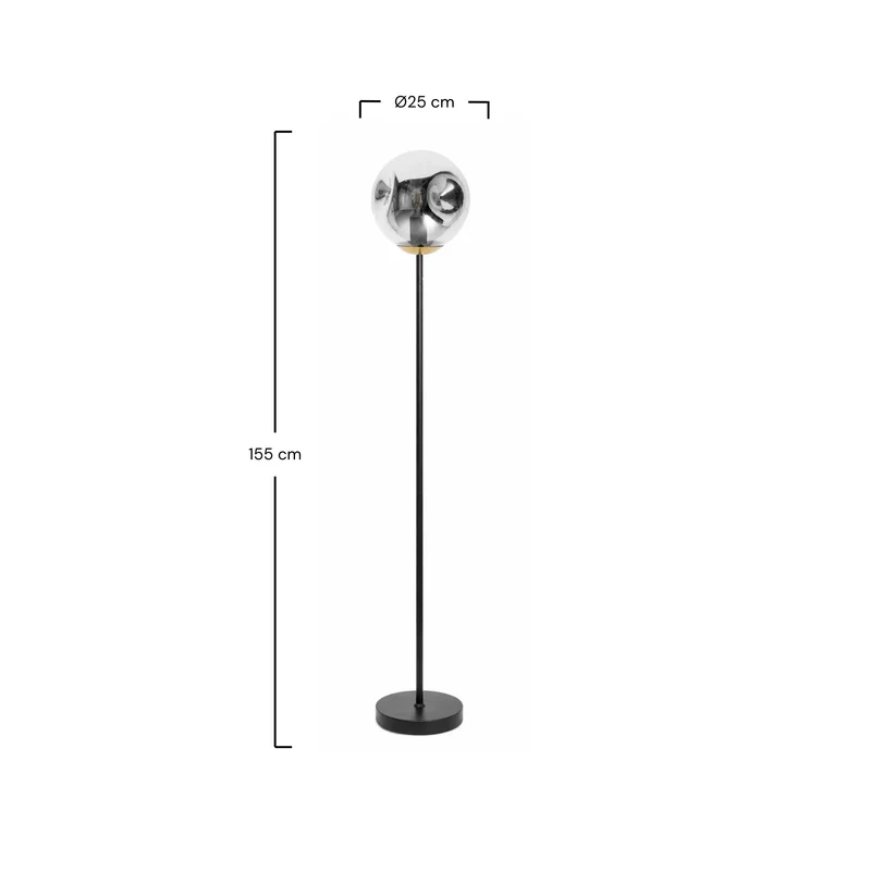 Lampadaire Brume chrome en verre et métal