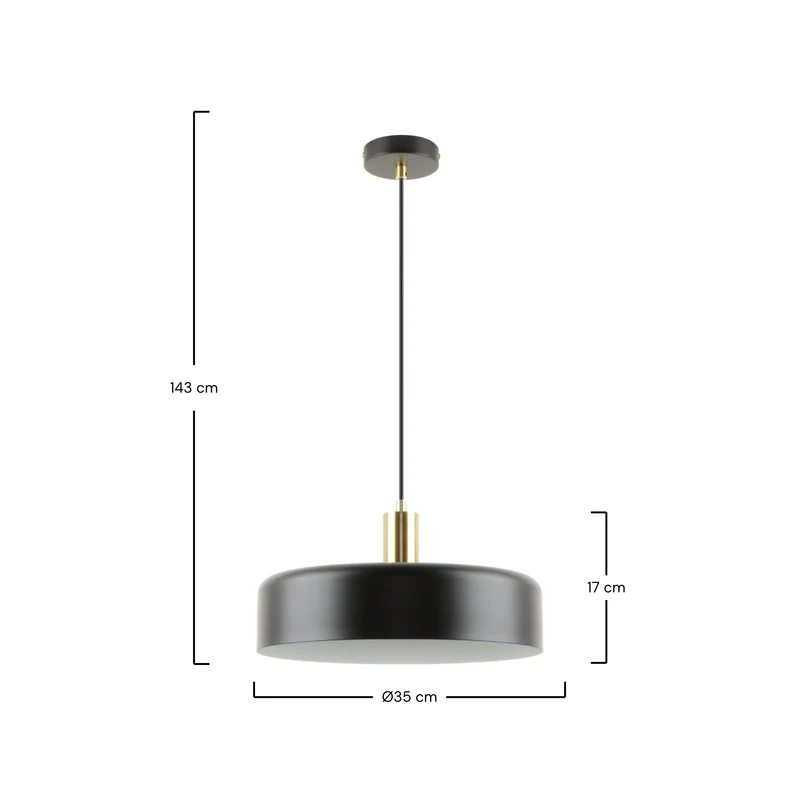 Suspension Nox en métal noir D35 cm