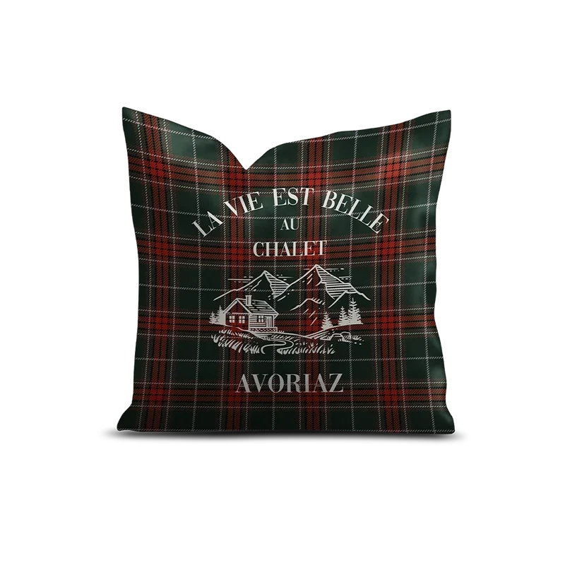 Coussin Velours Personnalisé Montagne Sestrières Rouge