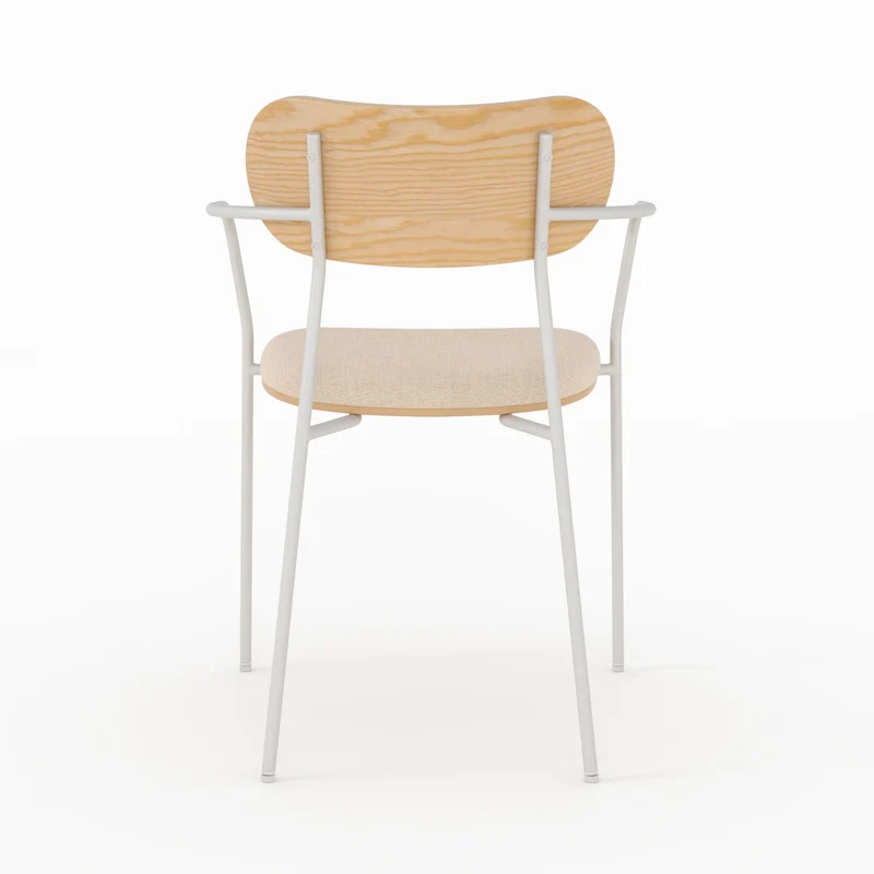 Lot de 2 chaises Marine en tissu beige et placage en bois clair