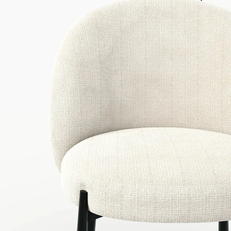 Lot de 2 chaises Pulpy en velours chenillé écru et métal noir