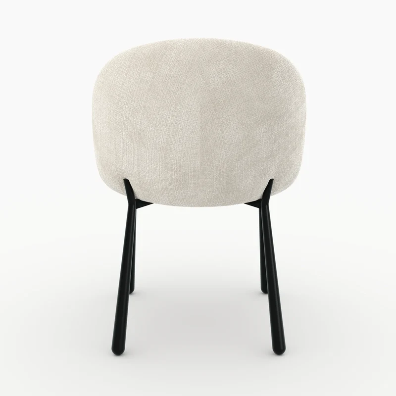 Lot de 2 chaises Pulpy en velours chenillé écru et métal noir