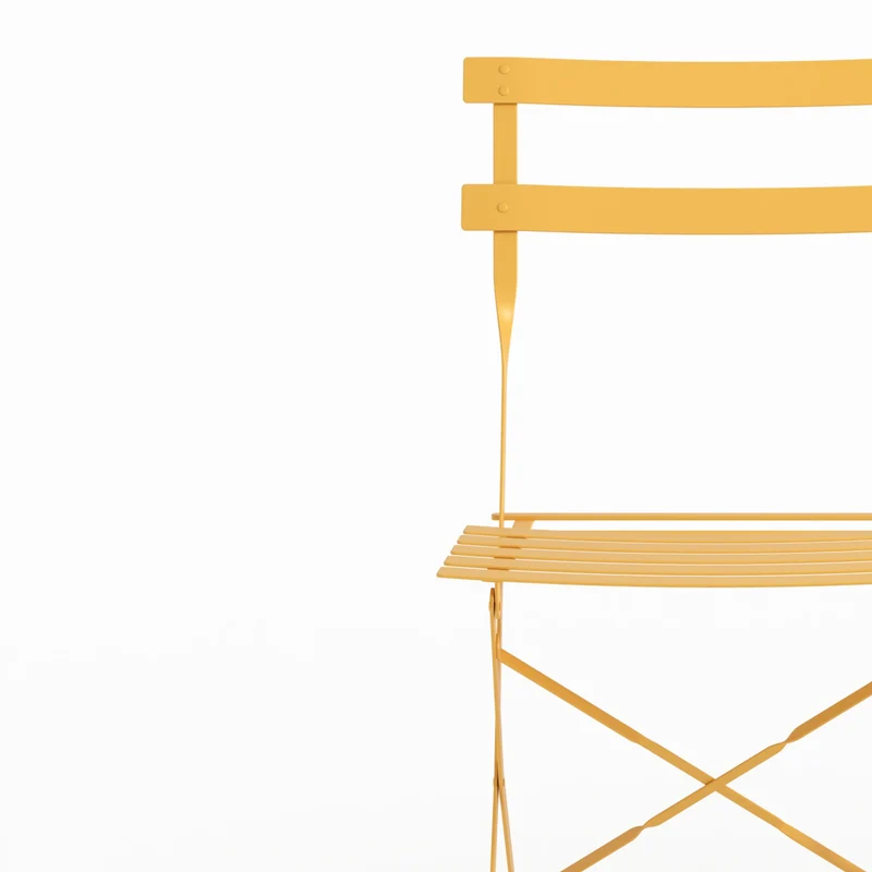 Lot de 2 chaises de jardin Kayla en métal jaune beurre, pliantes