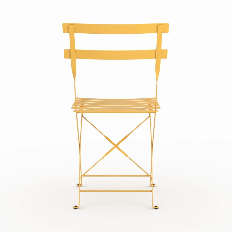 Lot de 2 chaises de jardin Kayla en métal jaune beurre, pliantes