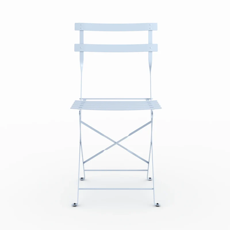 Lot de 2 chaises de jardin Kayla en métal bleu pastel, pliantes