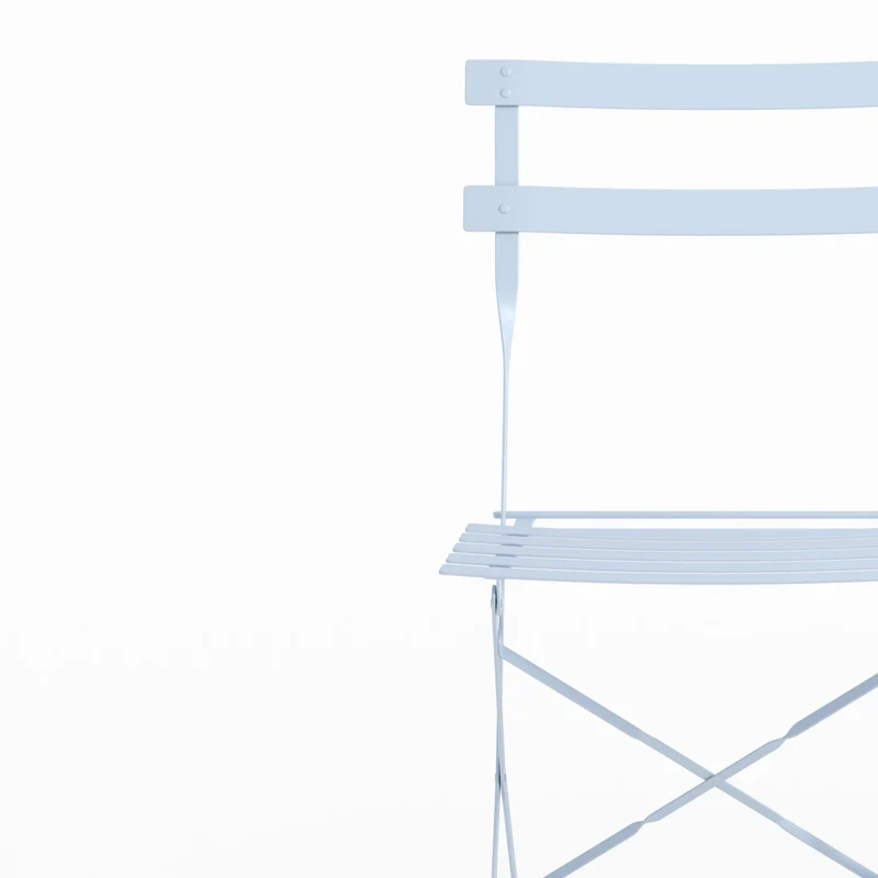 Lot de 2 chaises de jardin Kayla en métal bleu pastel, pliantes