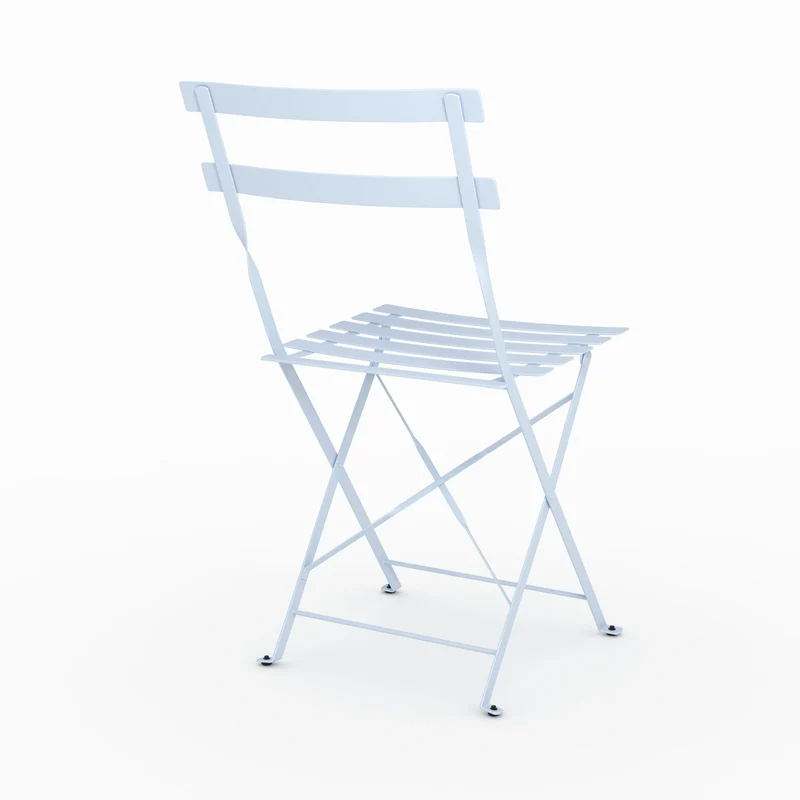 Lot de 2 chaises de jardin Kayla en métal bleu pastel, pliantes