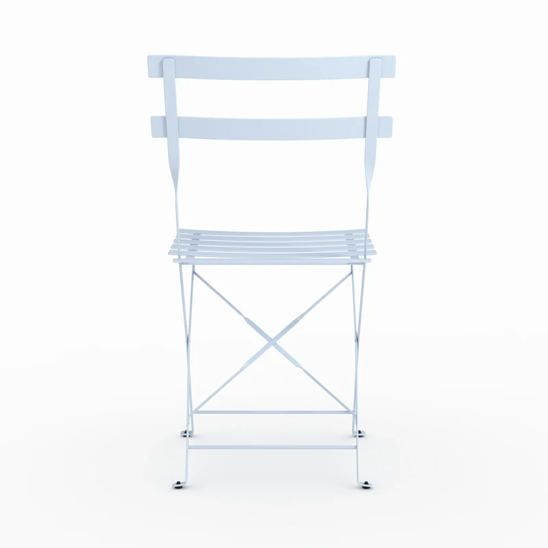 Lot de 2 chaises de jardin Kayla en métal bleu pastel, pliantes