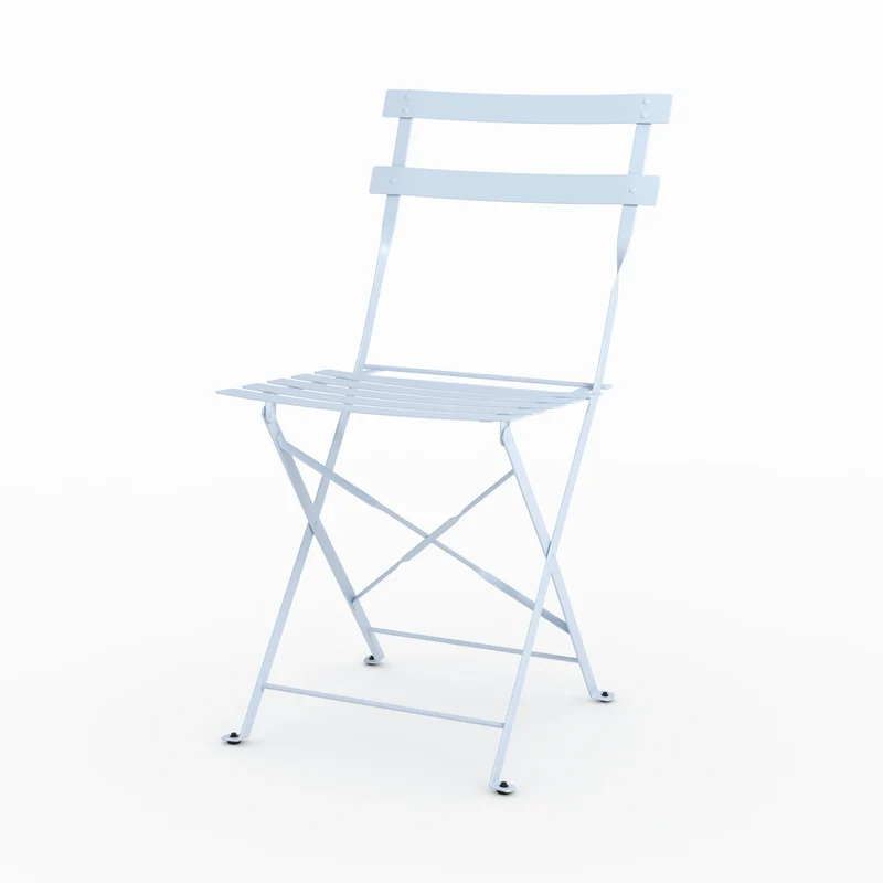 Lot de 2 chaises de jardin Kayla en métal bleu pastel, pliantes