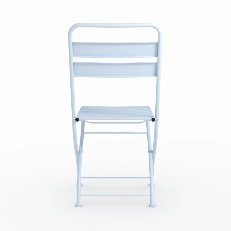 Lot de 2 chaises de jardin Yumi en métal bleu pastel, pliantes