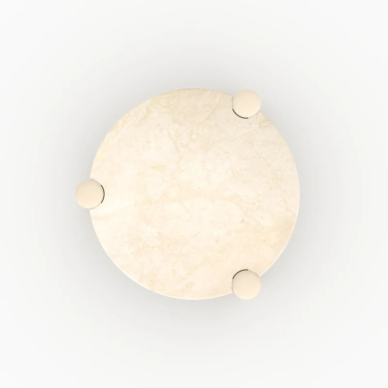Table basse Hanaé en marbre avec pieds laqués beiges, D86 cm