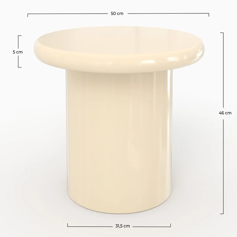 Table d'appoint Apoline laquée blanche en MDF, D50 cm