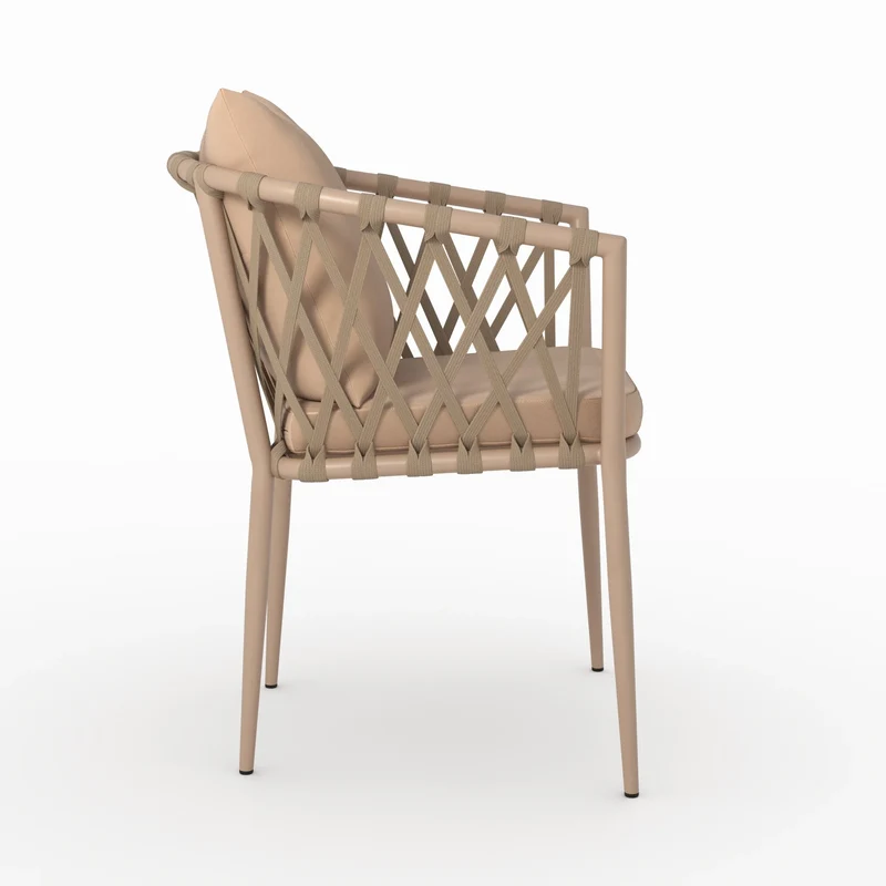 Lot de 2 chaises de jardin Dulcy en métal et tissu taupe