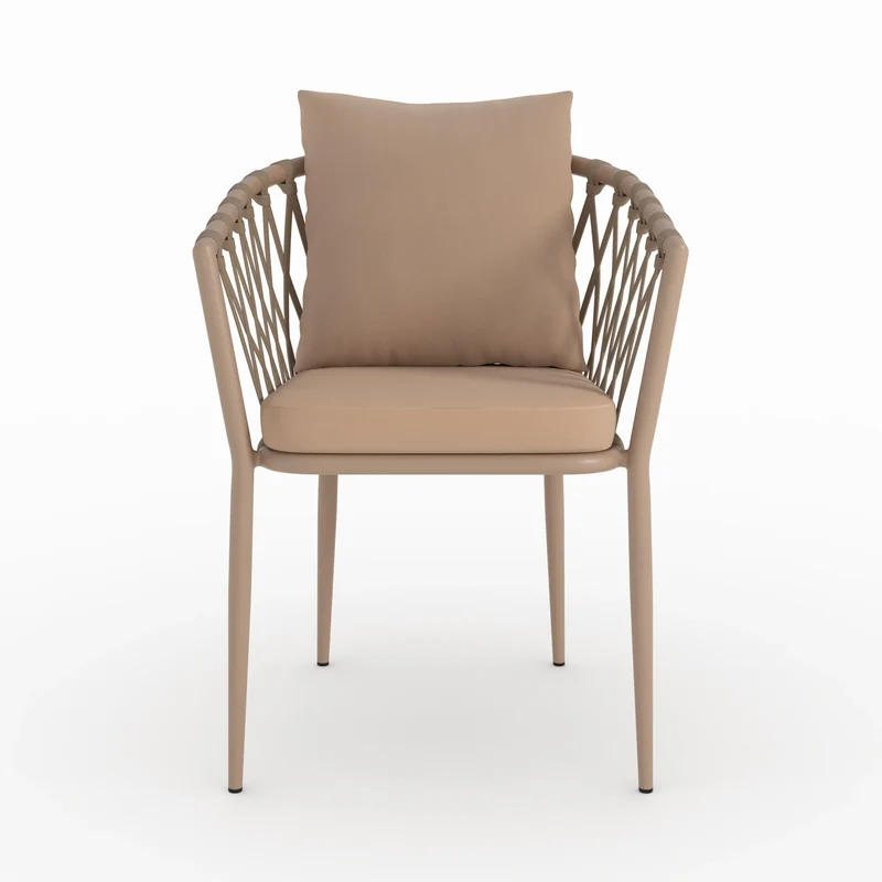 Lot de 2 chaises de jardin Dulcy en métal et tissu taupe