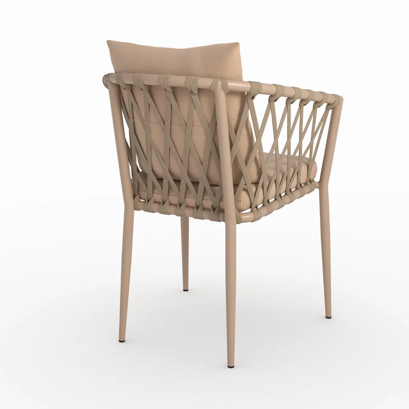 Lot de 2 chaises de jardin Dulcy en métal et tissu taupe