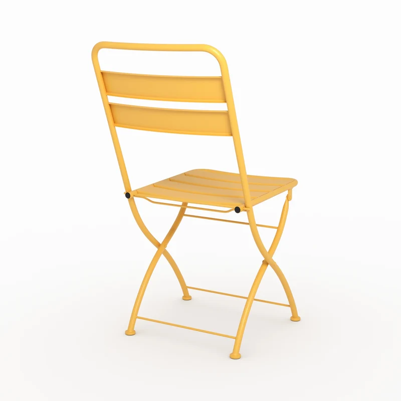 Lot de 2 chaises de jardin Yumi en métal jaune beurre, pliantes