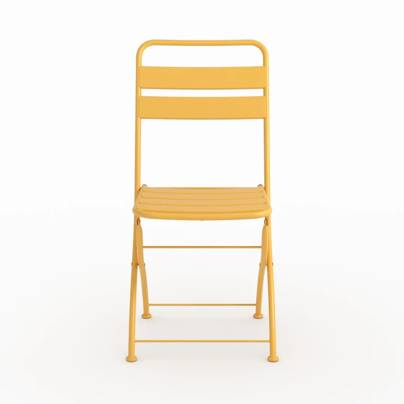 Lot de 2 chaises de jardin Yumi en métal jaune beurre, pliantes