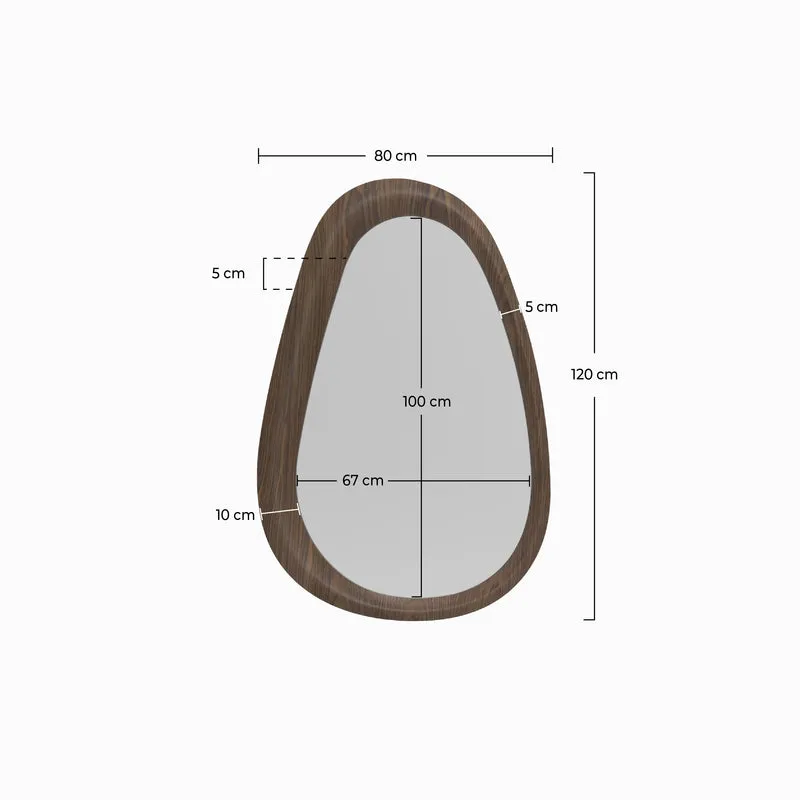 Miroir ovale Yoko en placage noyer, 80 x 120 cm