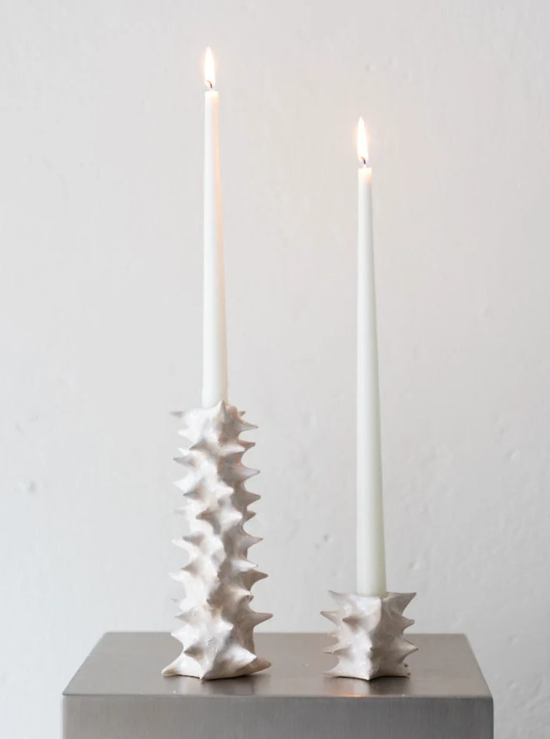 Spiky ceramic candle holder