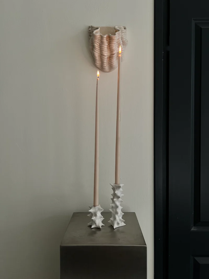 Spiky ceramic candle holder