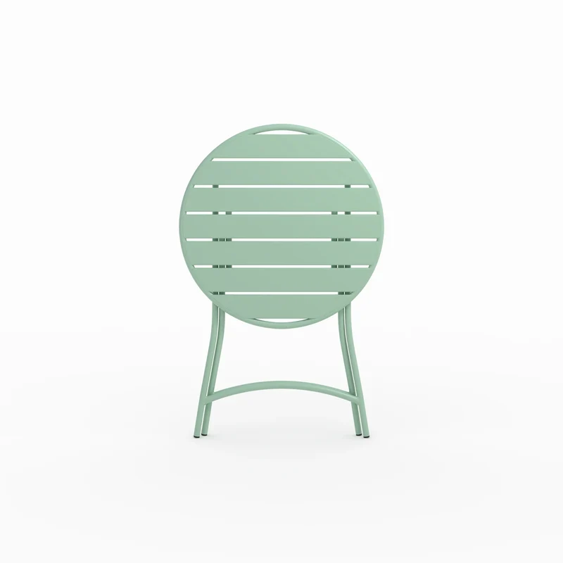 Table de jardin Yumi ronde et pliante en métal vert clair 2 personnes