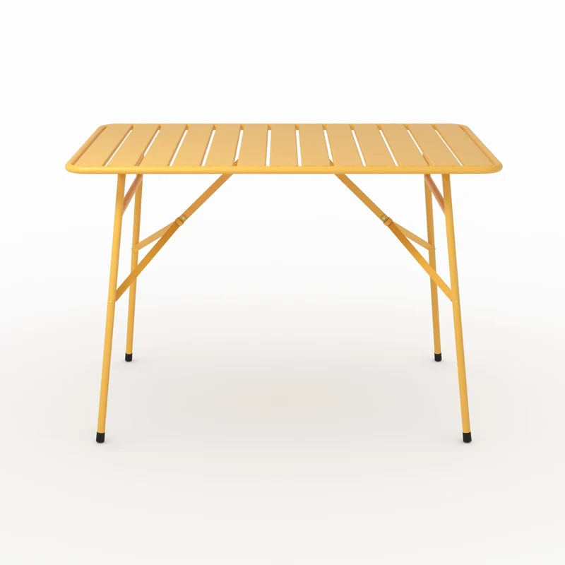 Table de jardin Yumi pliante en métal jaune beurre 4 personnes