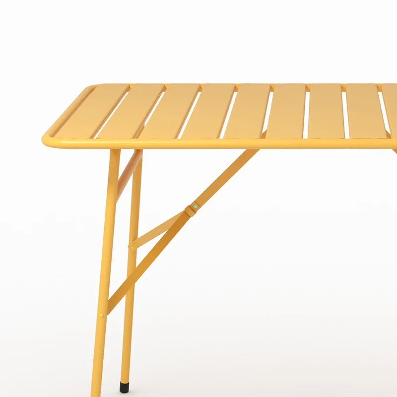 Table de jardin Yumi pliante en métal jaune beurre 4 personnes