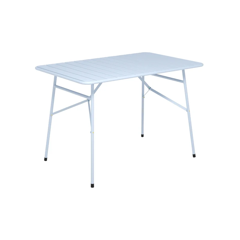 Table de jardin Yumi pliante en métal bleu pastel 4 personnes