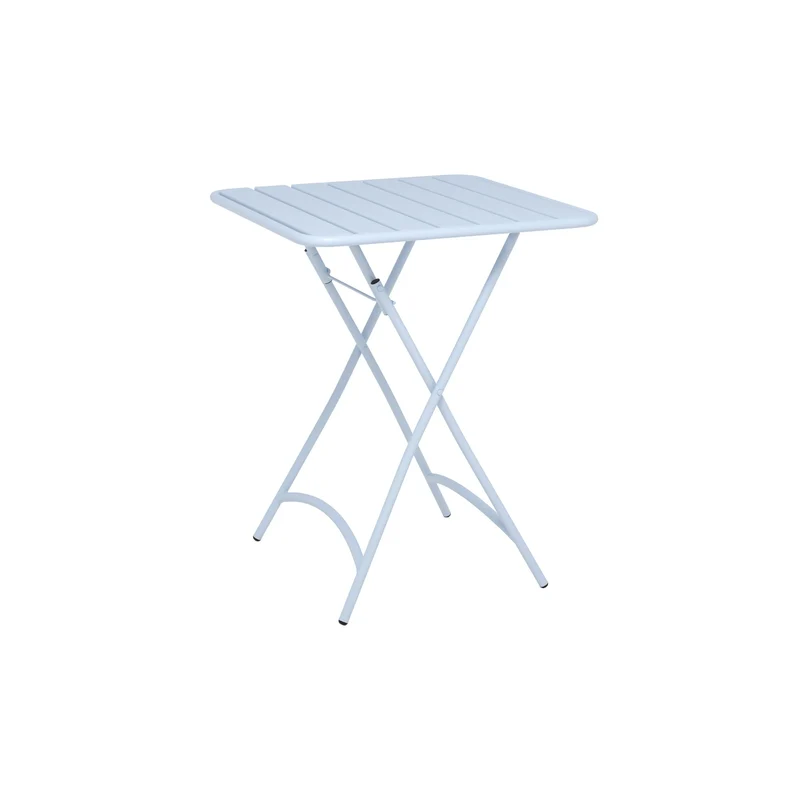 Table de jardin Yumi pliante en métal bleu pastel 2 personnes