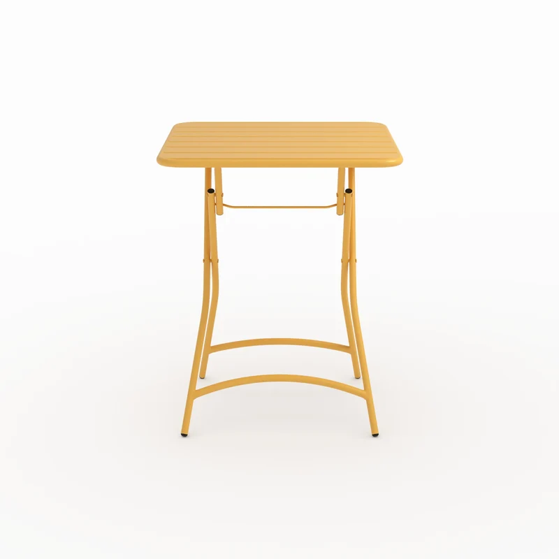 Table de jardin Yumi pliante en métal jaune beurre 2 personnes
