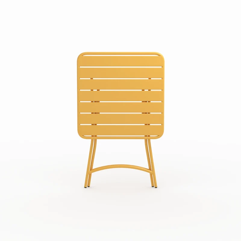 Table de jardin Yumi pliante en métal jaune beurre 2 personnes
