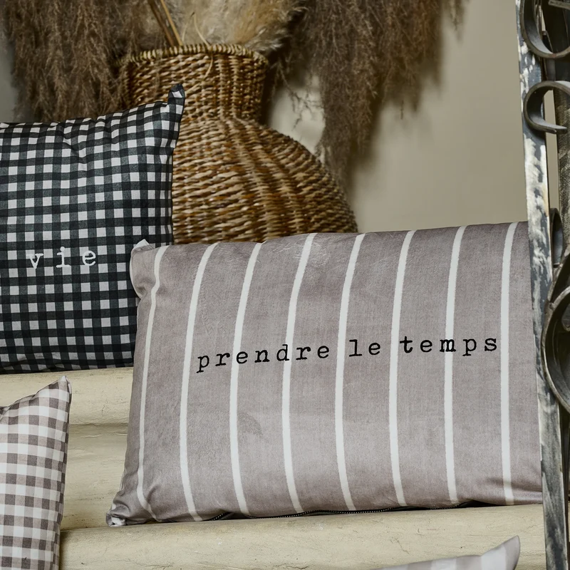 Coussin velours Prendre le Temps