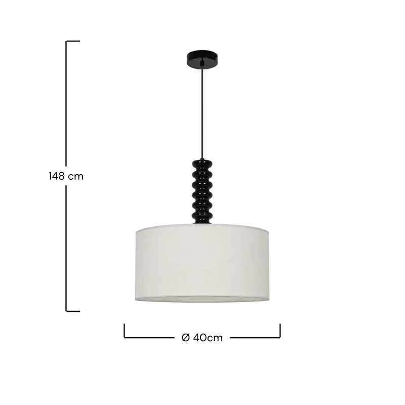 Suspension Ravel en tissu blanc et métal 40 cm