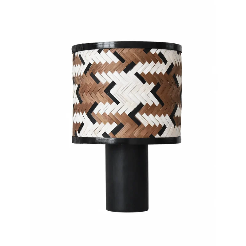 Lampe à poser Phil en bois de chêne et bambou marron et noir