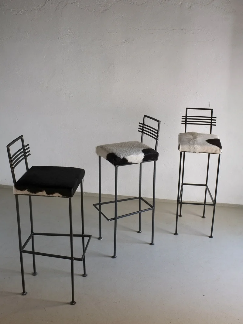 3 Wrought Iron Bar Stools by Olsson & Dam 1990s