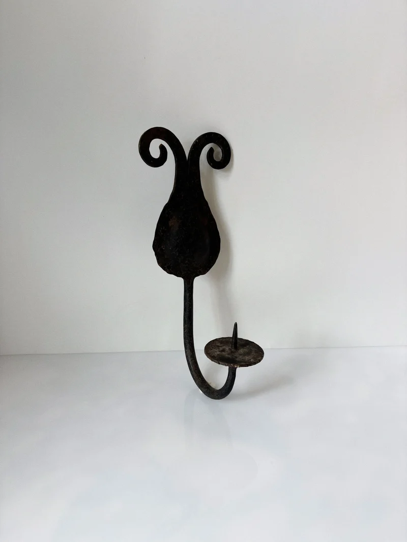 Hand-forged Iron Wall Candleholder, Poland