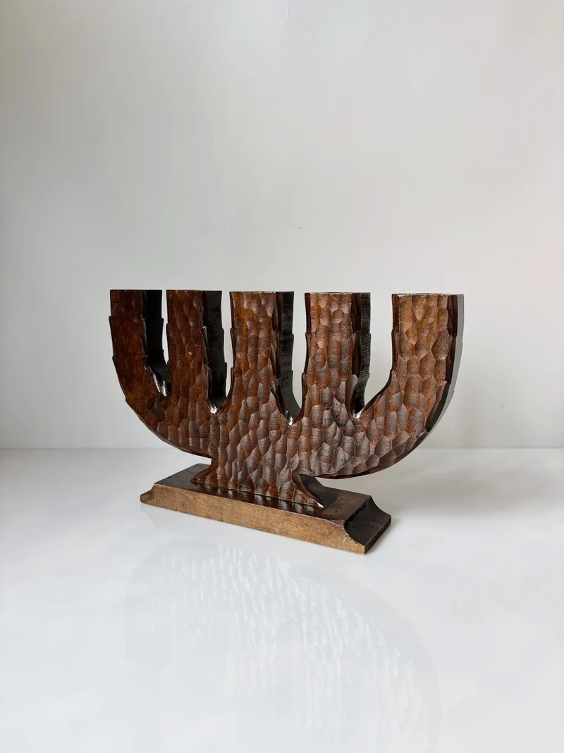 Handcarved Wooden 5 Arm Candelabra, Sweden