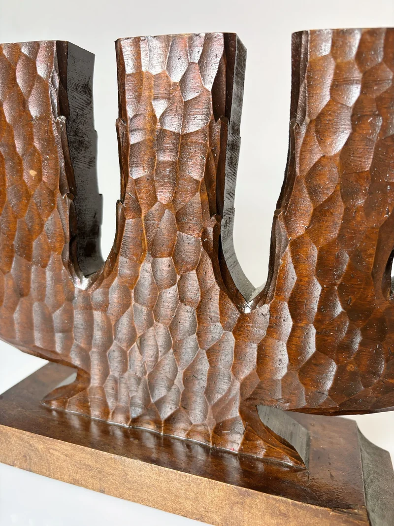 Handcarved Wooden 5 Arm Candelabra, Sweden