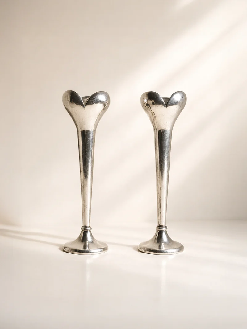 Pair of Gio Ponti Silver-Plated Bud Vases / Candlesticks for Calderoni - 1930s