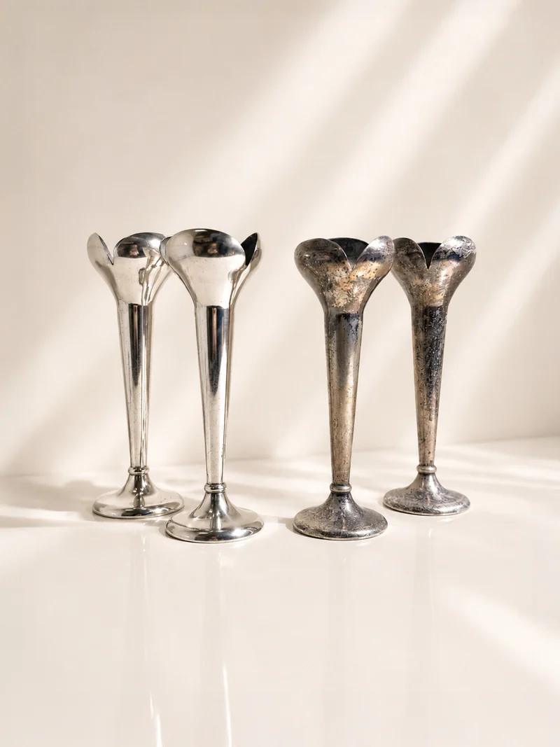 Pair of Gio Ponti Silver-Plated Bud Vases / Candlesticks for Calderoni - 1930s