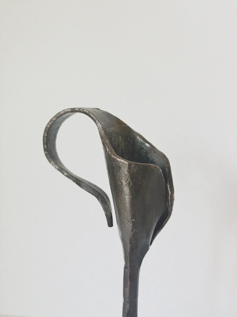 Pair of Forged Steel Artisan Candleholders, Poland