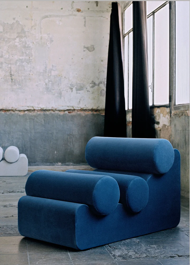 Velvet Plywood Lounge Chair