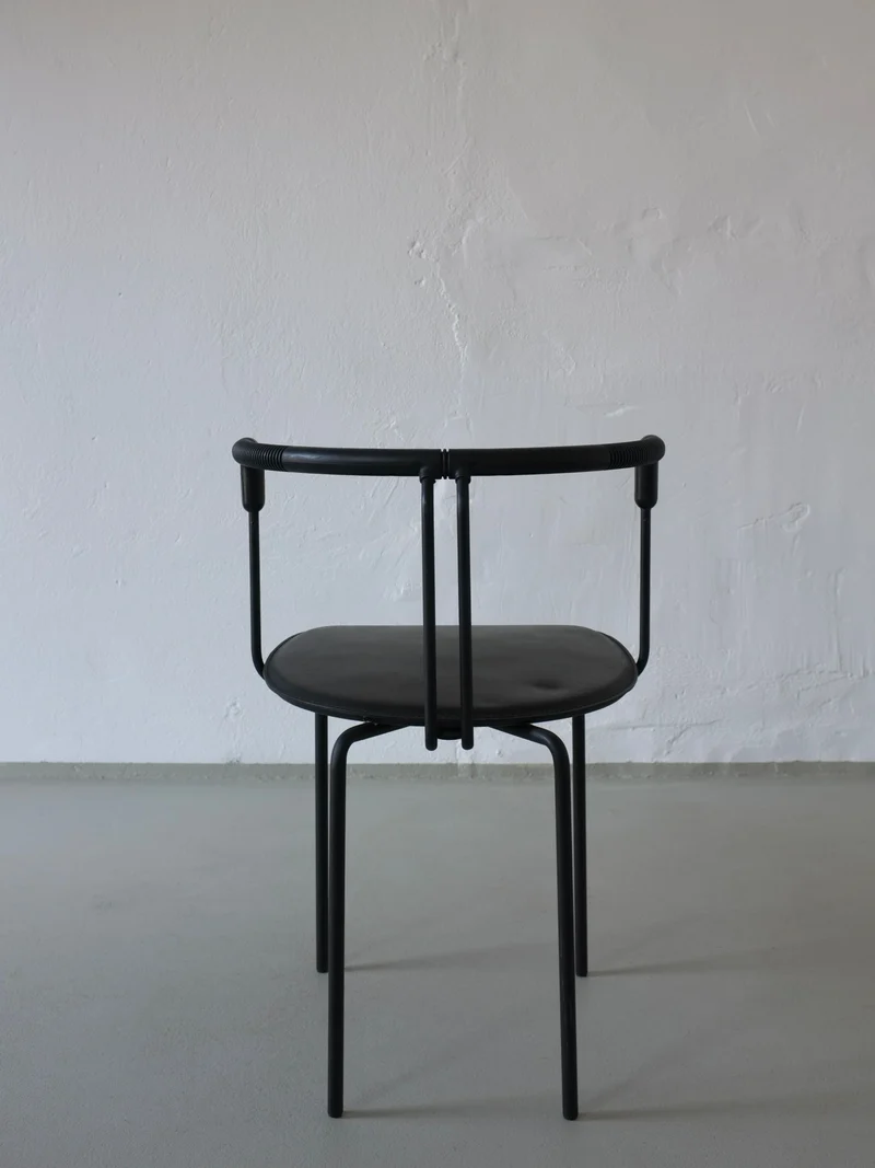 4 Postmodern Black Leather Armchairs from Cidue, Italy, 1990s