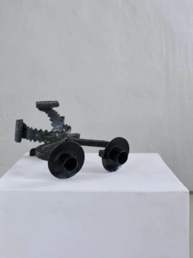 Brutalist Sculptural Iron Candle Holder, Netherlands, 1970s